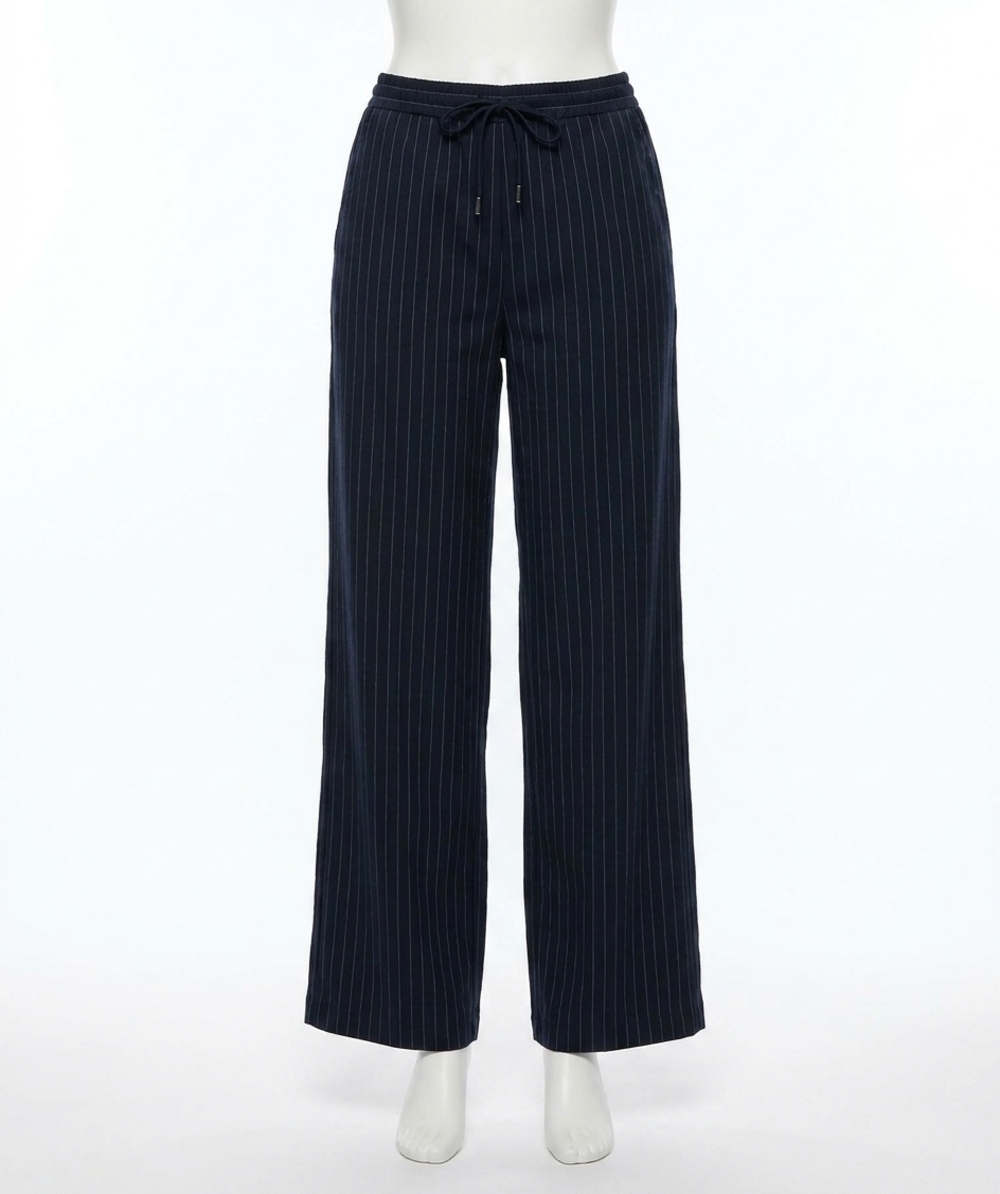 NEW ESQUALO tirza drawstring pinstripe trousers in navy